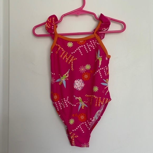 Disney Store Toddler Tinkerbell Swimsuit Hot Pink/Orange 2T - Picture 1 of 5